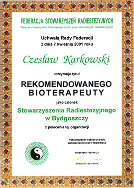 czesław karkowski - certyfikowany bioterapeuta